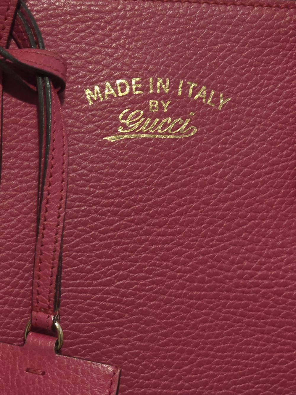 Gucci Fuchsia Pebbled Leather Satchel with Gold Logo/ GORGEOUS! - Picture 3 of 12